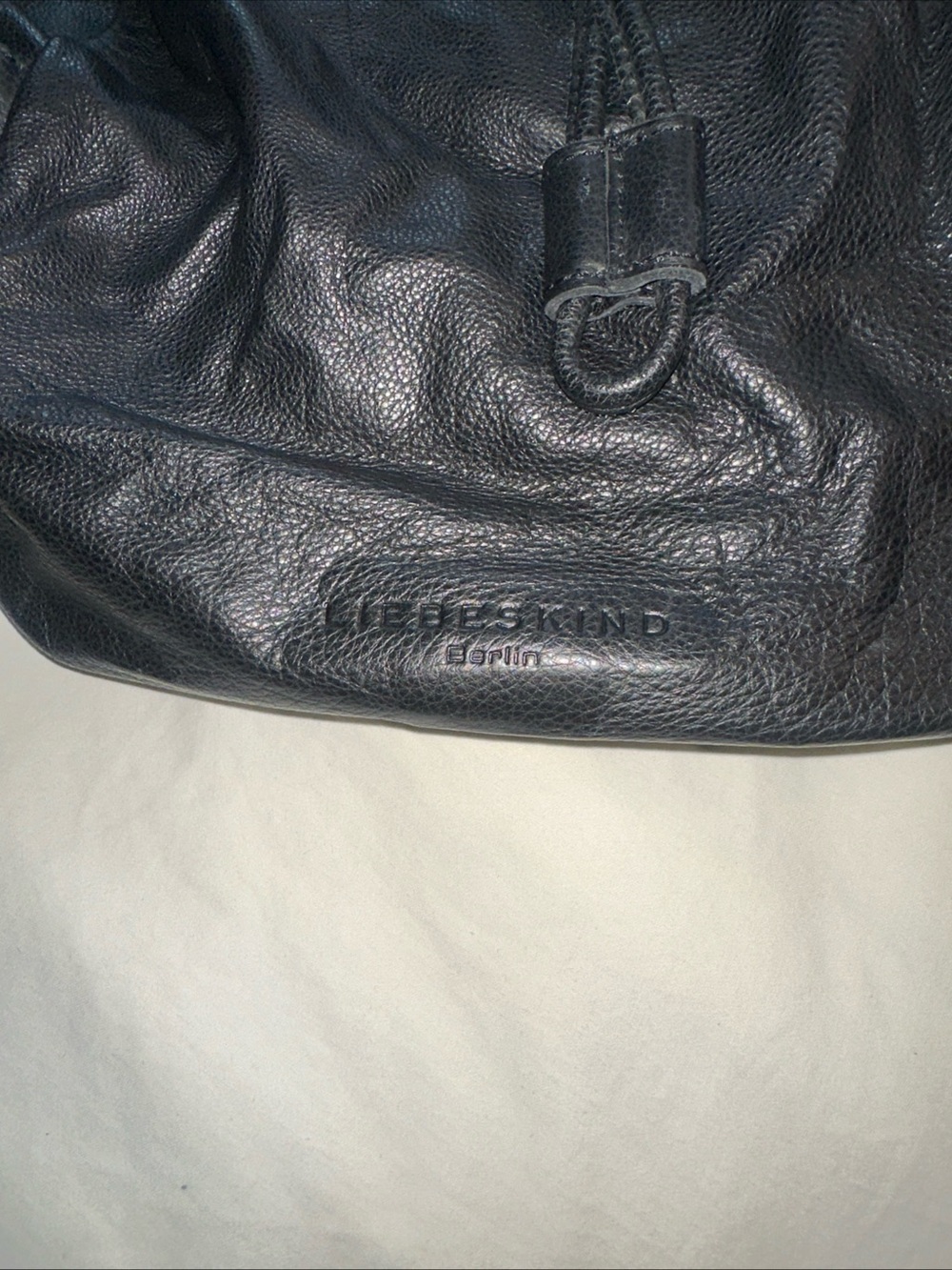 Liebeskind Black Pebbled Leather Drawstring Backpack